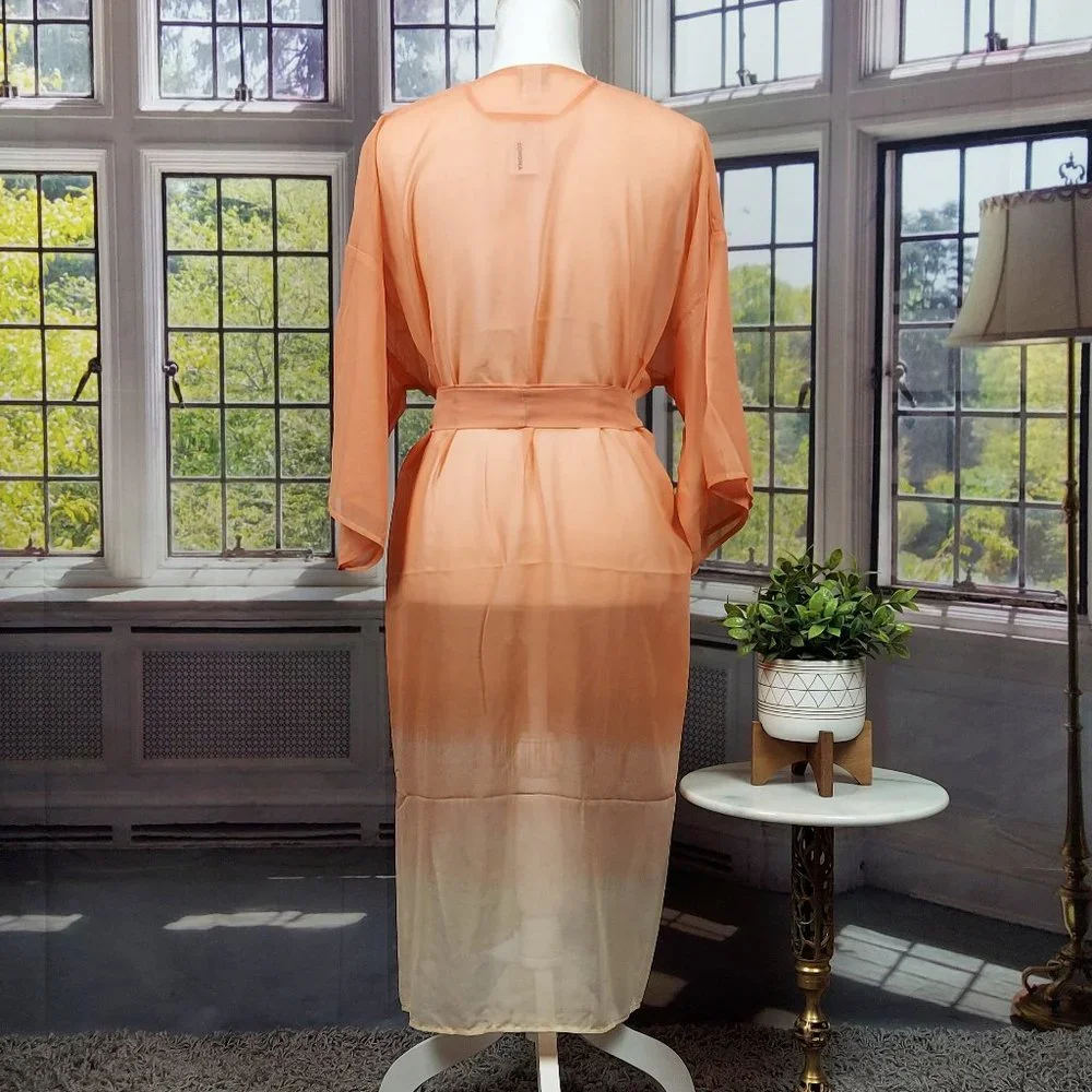 NWT SONOMA OMBRE' BELTED KIMONO (OS / CORAL)